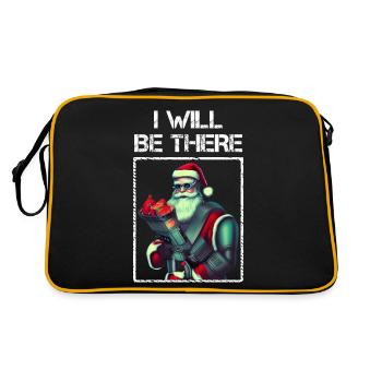 Futuristisch Sci-Fi Punk Weihnachtsmann Cyborg - Retro Tasche - Schwarz/Gold - Hinten
