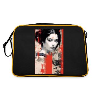 Japan Tradition Japanisch Kultur Frau - Retro Tasche - Schwarz/Gold - Hinten