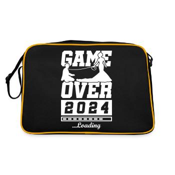 Hochzeit Loading 2024 Game Over - Retro Tasche - Schwarz/Gold - Hinten
