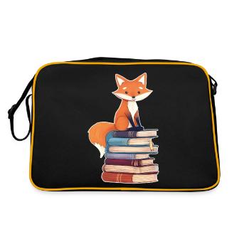 Fox on stack of books - Retro Bag - black/gold - Back