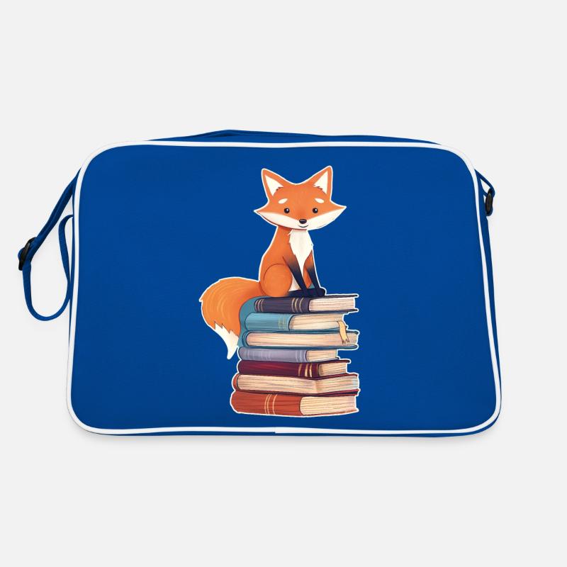 Fuchs auf Bücherstapel Retro Tasche