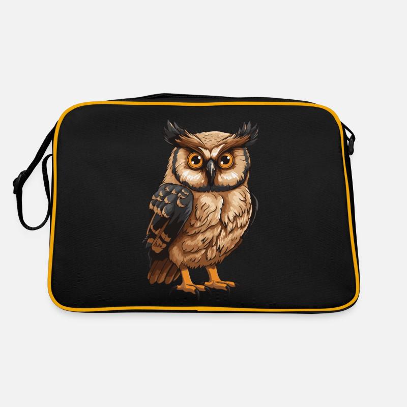 Eule Tier - Retro Tasche - Schwarz/Gold