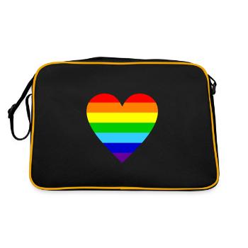 Herz Regenbogen Farben bunt - Retro Tasche - Schwarz/Gold - Hinten