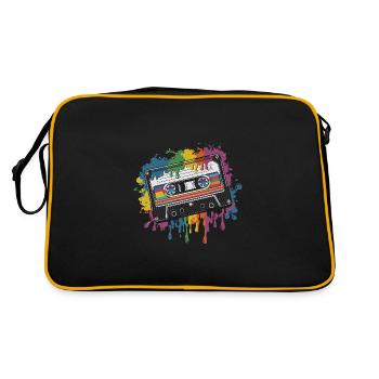 80s Retro Cassette Splash Classic Cassette Tape - Retro Tasche - Schwarz/Gold - Hinten