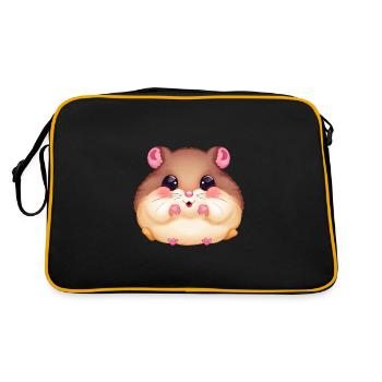 Cute hamster with full cheeks - - Retro Bag - black/gold - Back