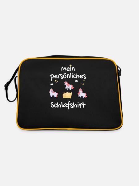 Mein persönliches Schlafshirt mit Einhörnern - Retro Tasche - Schwarz/Gold - Hinten