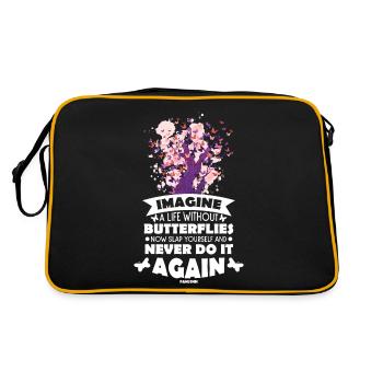 Imagine A Life Without Butterflies - Retro Tasche - Schwarz/Gold - Hinten