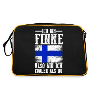 Finnland Finne Finnisches - Retro Tasche - Schwarz/Gold - Hinten