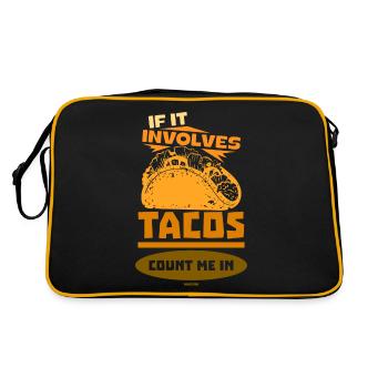 If It Involves Tacos Count Me In - Retro Tasche - Schwarz/Gold - Hinten
