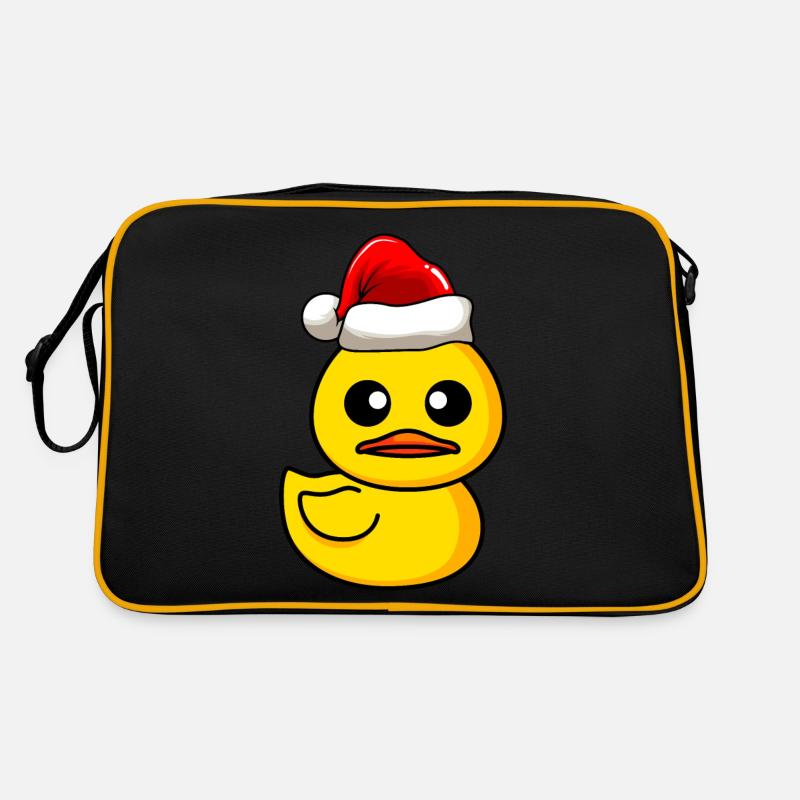 Ente Comic Weihnachten - Retro Tasche - Schwarz/Gold