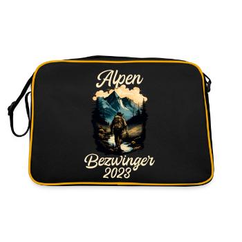 Alpenbezwinger 2023 Alpenüberquerung Finisher - Retro Tasche - Schwarz/Gold - Hinten