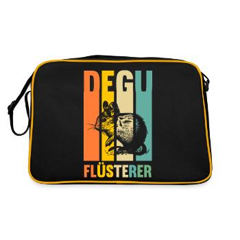 Degu Flüsterer - Retro Tasche - Schwarz/Gold - Hinten