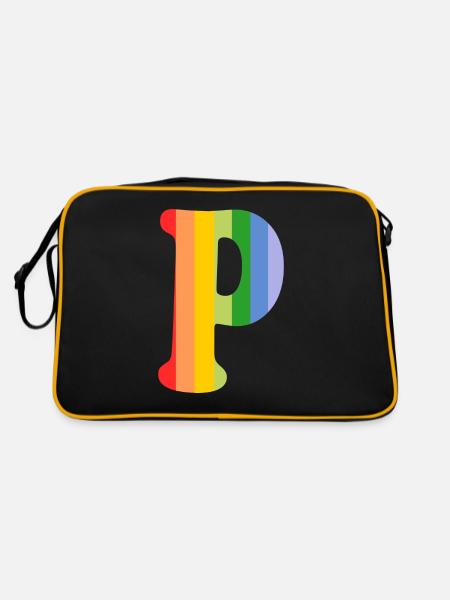 Letter P Rainbow - Retro Bag - black/gold - Back