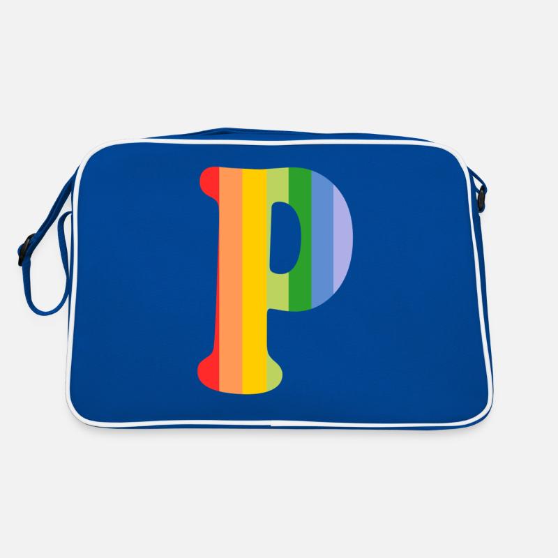 Buchstabe P Regenbogen Retro Tasche