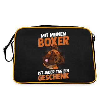Dog German Boxer - Retro Bag - black/gold - Back