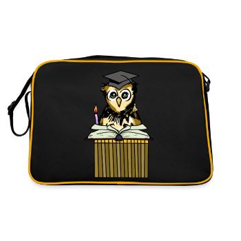 Owl Eagle Owl Teacher Wise Wise Scholar Teacher Job - Retro Bag - black/gold - Back
