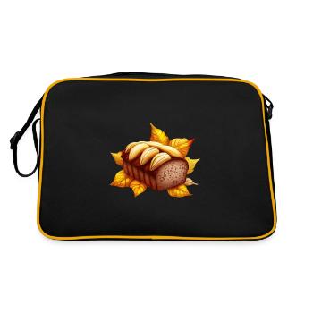 Autumn banana bread with falling leaves - Retro Bag - black/gold - Back