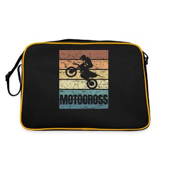 Motorsport Motorrad Motorcross Jump - Retro Tasche - Schwarz/Gold - Hinten