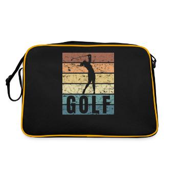 Golfen Golfplatz Crunge Funny Golfer - Retro Tasche - Schwarz/Gold - Hinten