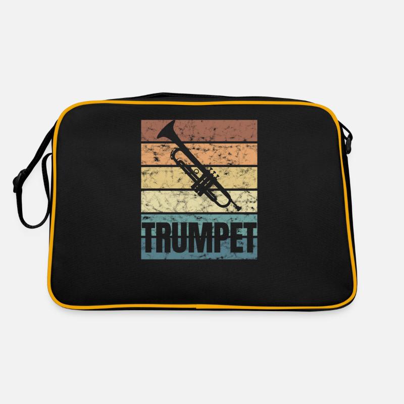 Trompete Blechblasinstrument Leidenschaft - Retro Tasche - Schwarz/Gold