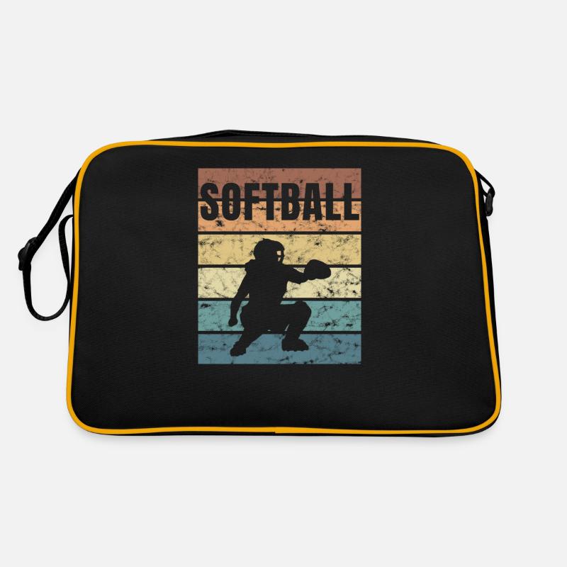 Softball Basepall Schläger Pitcher Catcher - Retro Tasche - Schwarz/Gold