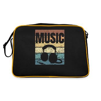 Musik Retro Crunge Notenschlüssel Musiker Liebe - Retro Tasche - Schwarz/Gold - Hinten