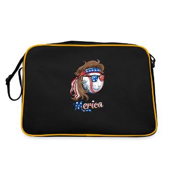 Merica avec le drapeau américain design baseball pour les États-Unis - Sac Retro - noir/or - Dos