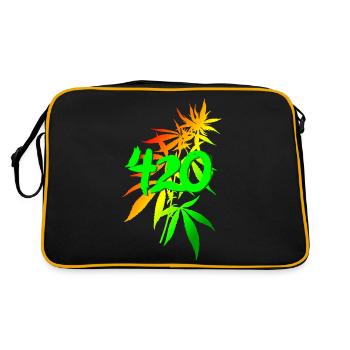420 Cannabis - Retro Tasche - Schwarz/Gold - Hinten