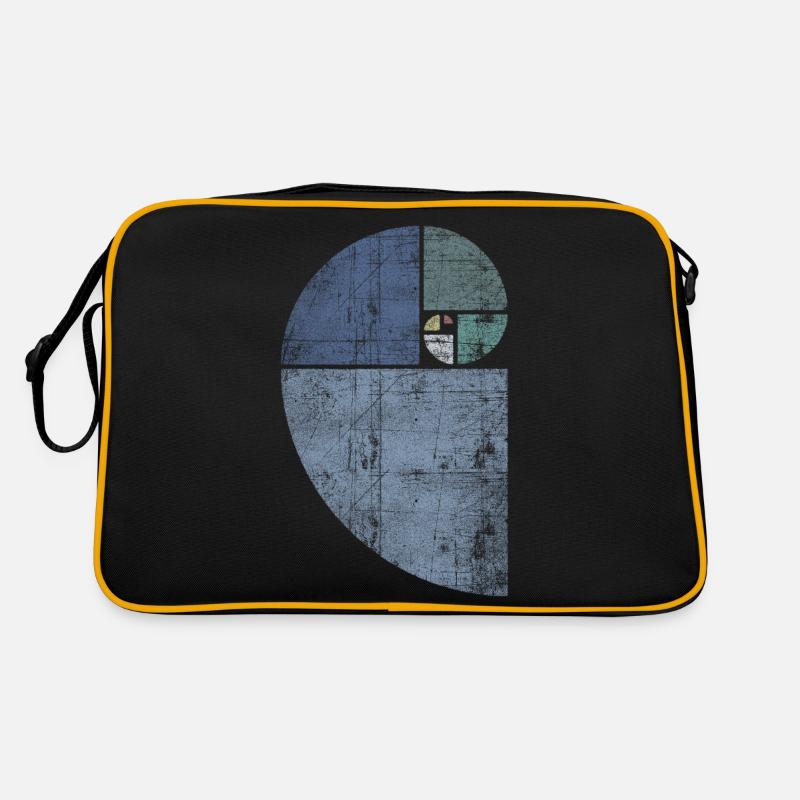 Distressed Fibonacci Spirale - Retro Tasche - Schwarz/Gold