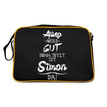 Alles wird gut denn jetzt ist Simon da - Retro Tasche - Schwarz/Gold - Hinten