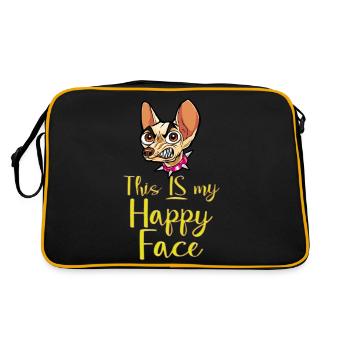 Cartoon face comic cartoon humor smile - Retro Bag - black/gold - Back