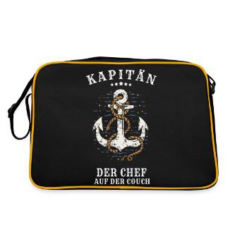 Kapitän - Der Chef auf der Couch - Retro Tasche - Schwarz/Gold - Hinten