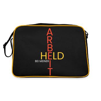 Held bei meiner Arbeit - Retro Tasche - Schwarz/Gold - Hinten