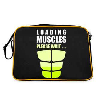 Muscles de chargement s’il vous plaît attendre - Sac Retro - noir/or - Dos