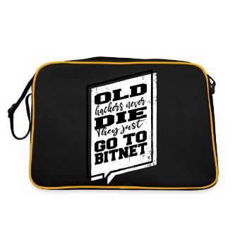 glitch internet jokes encrypt hacker fun humor - Retro Tasche - Schwarz/Gold - Hinten