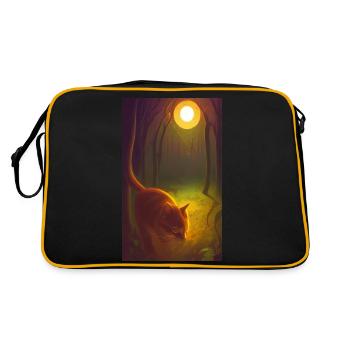 Cat AI Generated Art - Retro Bag - black/gold - Back