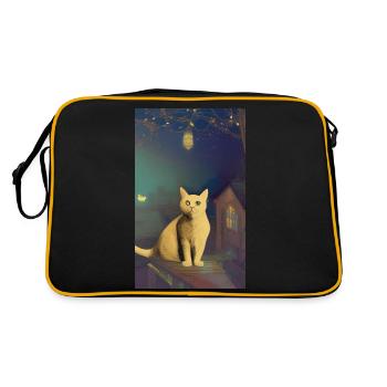 Cat AI Generated Art - Retro Bag - black/gold - Back