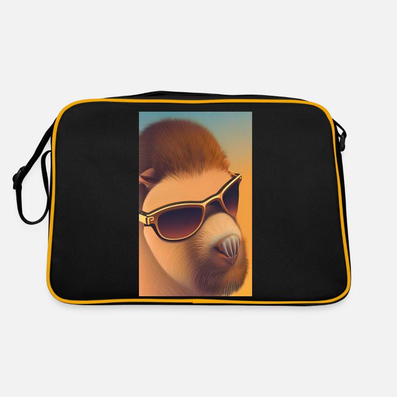 Cool Comic Portrait of Capybara with sunglasses Retro Bag