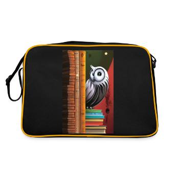 Comic Cartoon Cute Book Owl Owl Book Stack - Retro Bag - black/gold - Back