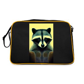 Comic-Karikatur eines nordamerikanischen Waschbären - Retro Tasche - Schwarz/Gold - Hinten