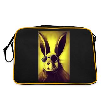Cool Comic Portrait of a rabbit - Retro Bag - black/gold - Back