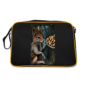 Cool Comic Portrait of a wild red squirrel nuts - Retro Bag - black/gold - Back