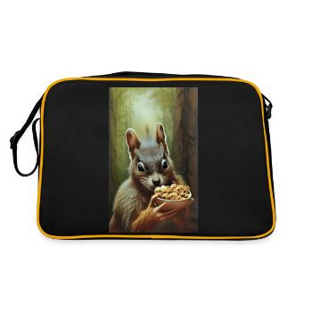 Cool Comic Portrait of a wild red squirrel nuts - Retro Bag - black/gold - Back
