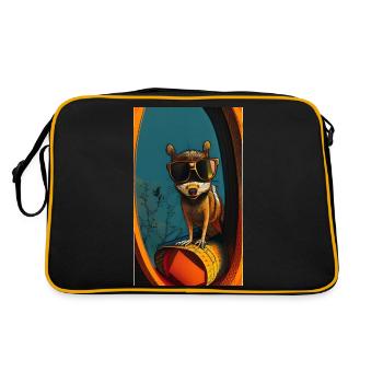 Cool Comic Portrait of a wild red squirrel nuts - Retro Bag - black/gold - Back