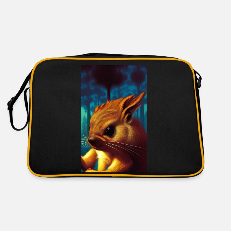 Cooles Comic Portrait wildes rotes Eichhörnchen majestätisch - Retro Tasche - Schwarz/Gold