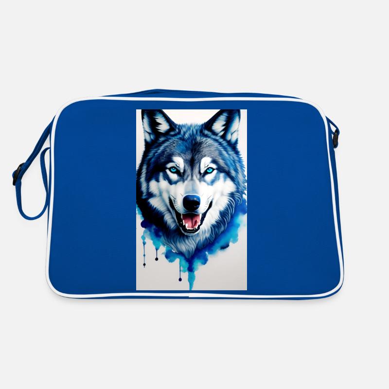 blauer Wolf Retro Tasche