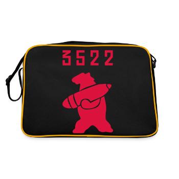 Wojtek der soldatische Bär - Retro Tasche - Schwarz/Gold - Hinten
