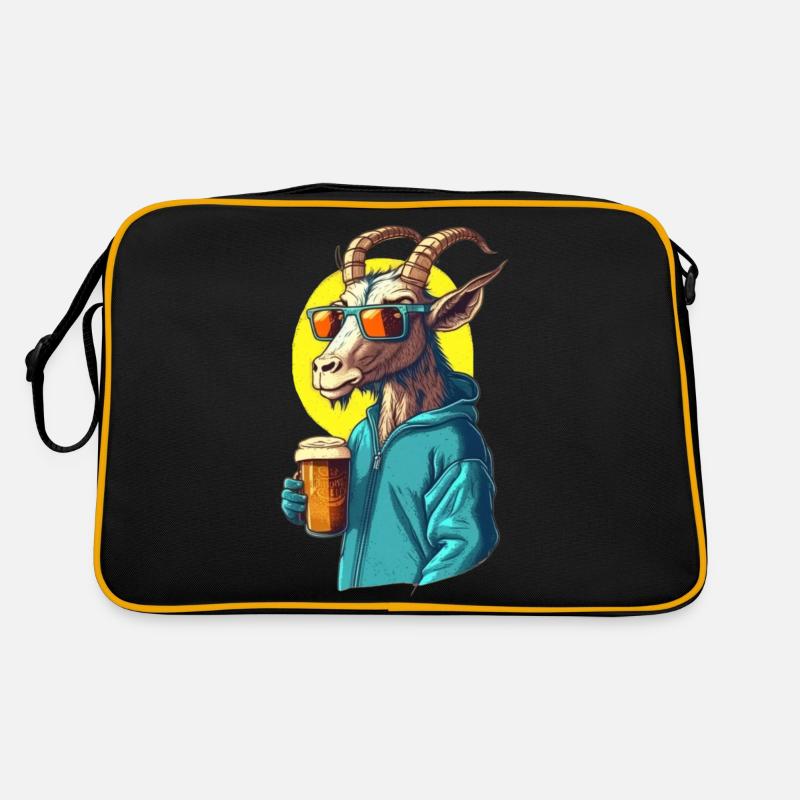Cool buck avec de la bière dans un sweat à capuche Sac Retro