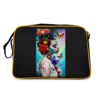 OEUVRE Flower Power Girl - Sac Retro - noir/or - Dos