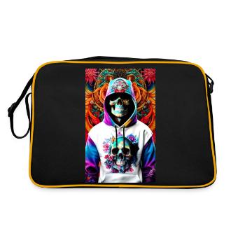 ARTWORK Hoodie Skull - Sac Retro - noir/or - Dos